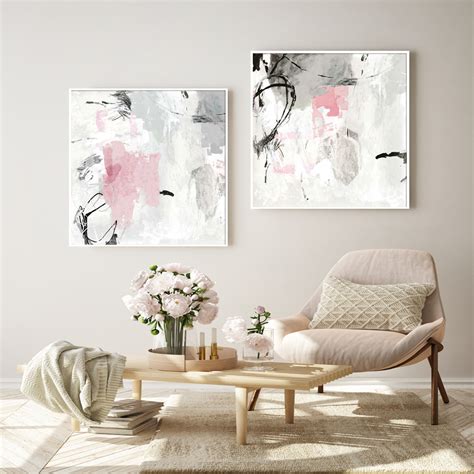 pink and grey wall art|pink and grey artwork.